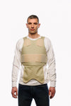 Model wearing the Blade Runner Anti-Stab Covert Vest over a white shirt