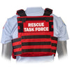 Back view of the North American Rescue PH2 Shooters Cut Rescue Task Force Vest Kit in EMS Red