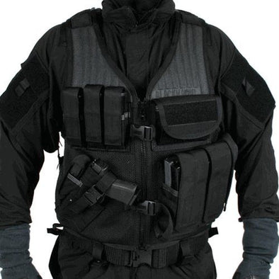 BLACKHAWK! Omega Elite Vest Cross Draw With Pistol Mag Black Color with belt loops provide additional stability