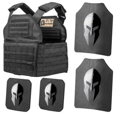 Spartan Armor AR500 Level III Shooters Cut Plate Carrier Package in Black