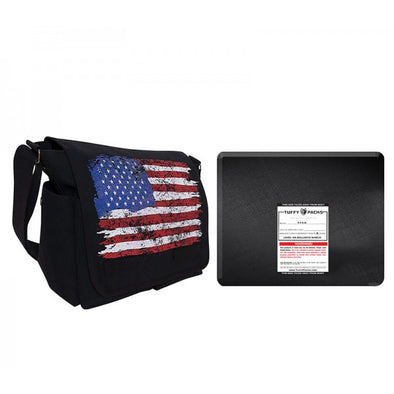 US Flag Canvas Messenger Bag + Level IIIA Bulletproof Armor Plate Package
