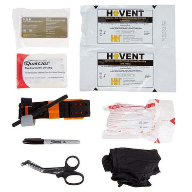Cardio Partners Curaplex Basic Bleeding Control Kit with Permanent Marker a Pair of Gloves a Bandage a Trauma Shear and a Compressed Guaze Dressing
