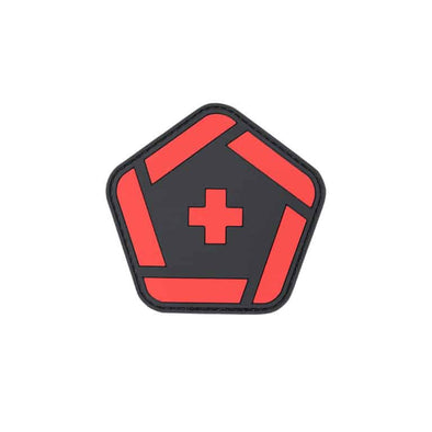 Combat Medical Pentagon Patch Black and Red Color