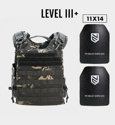 Ace Link Armor Quadrelease Ultra + 2x Level III+ 11"x14" Plates - Bulletproof Zone