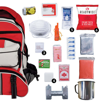 ReadyWise 64 Piece Survival Back Pack (Red) - Bulletproof Zone