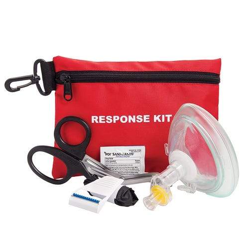 Cardio Partners Curaplex CPR Response Kit Red Color a Scissor and pocket mask