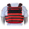 Back view of the North American Rescue PH2 Shooters Cut Ballistic Plate Carriers with Cummerbund in EMS Red