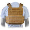 Back view of the North American Rescue PH2 Shooters Cut Ballistic Plate Carriers with Cummerbund in Coyote