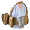Side view of the North American Rescue PH2 Shooters Cut Rescue Task Force Vest Kit in Coyote