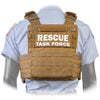 Back view of the North American Rescue PH2 Shooters Cut Rescue Task Force Vest Kit in Coyote