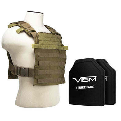 NcStar Fast Plate Carrier With 10"X12" Level III+ PE Shooter's Cut 2x Hard Ballistic Plates