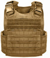 Back side of the Legacy Tactical Plate Carrier with Cummerbund in Coyote