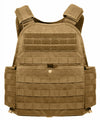 Front side of the Legacy Tactical Plate Carrier with Cummerbund in Coyote
