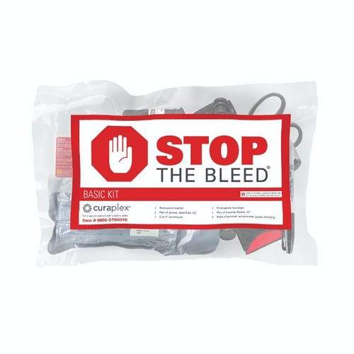 Cardio Partners Curaplex Stop The Bleed Basic Kit Red and White Color with words "STOP THE BLEED" in front