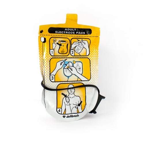 Cardio Partners Defibtech Lifeline AED Adult Defibrillation Pads Yellow Color with instructions how to use