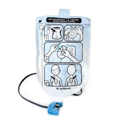 Cardio Partners Defibtech Lifeline AED Pediatric Pads Light Blue Color with instructions how to use