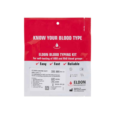 Combat Medical EldonCard® Blood Typing Kit Red and White Color