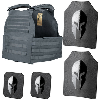 Spartan Armor Systems Level III+ AR550 And Legion XL Plate Carrier Package in Wolf Gray
