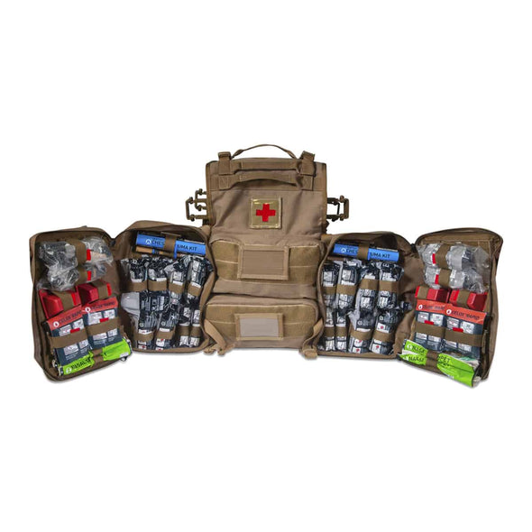 Combat Medical Mojo® Vehicle Medical Bag Brown showing it's contents