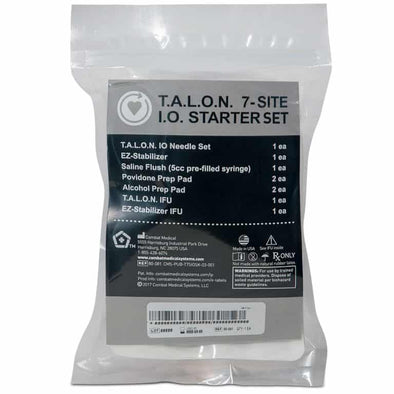 Combat Medical T.A.L.O.N.™ 7-Site Intraosseous Starter Set Black Color with contents information
